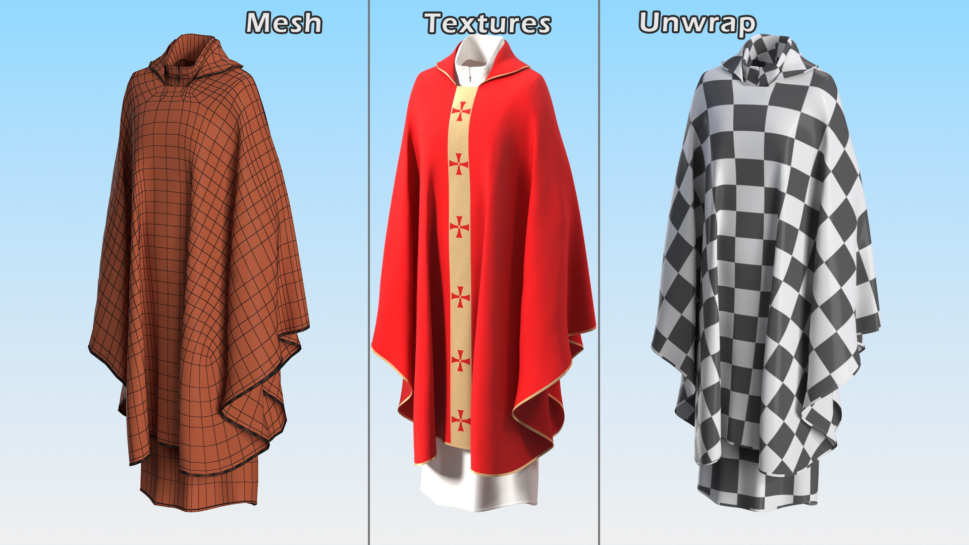 Red Gothic Chasuble 3D model