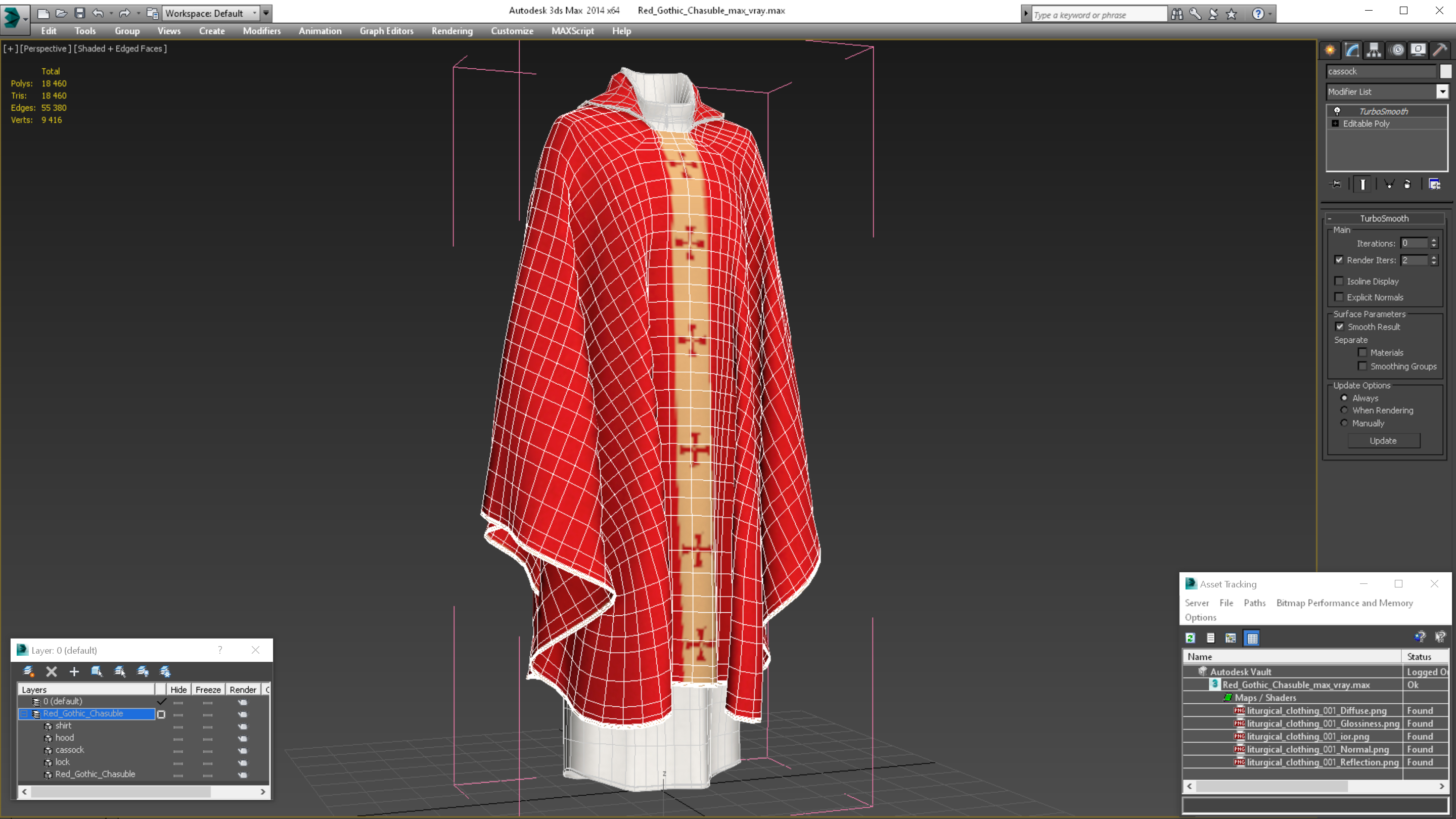 Red Gothic Chasuble 3D model