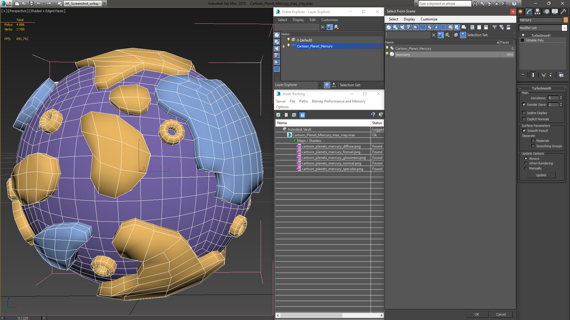 Cartoon Planet Mercury 3D