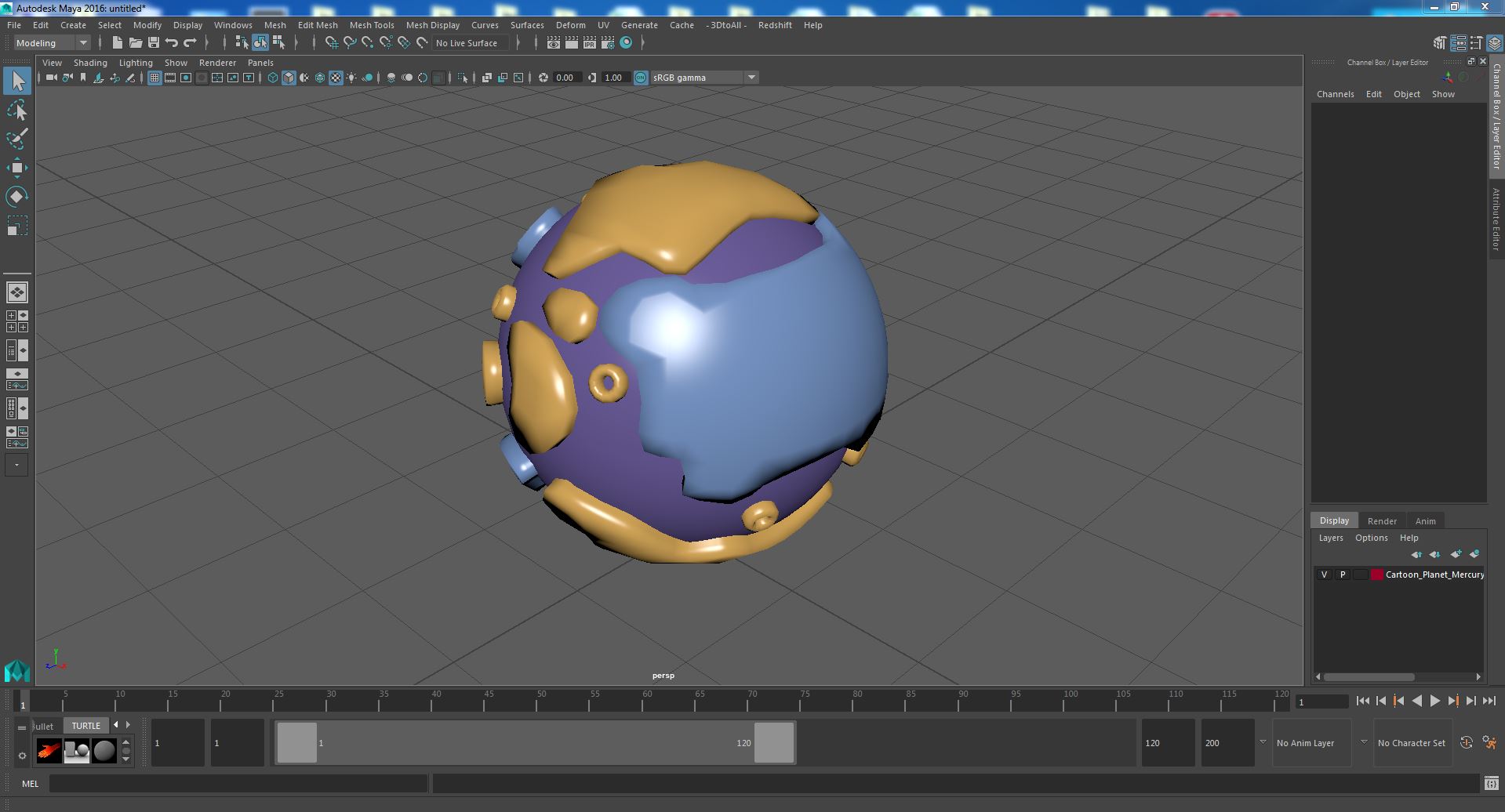 Cartoon Planet Mercury 3D