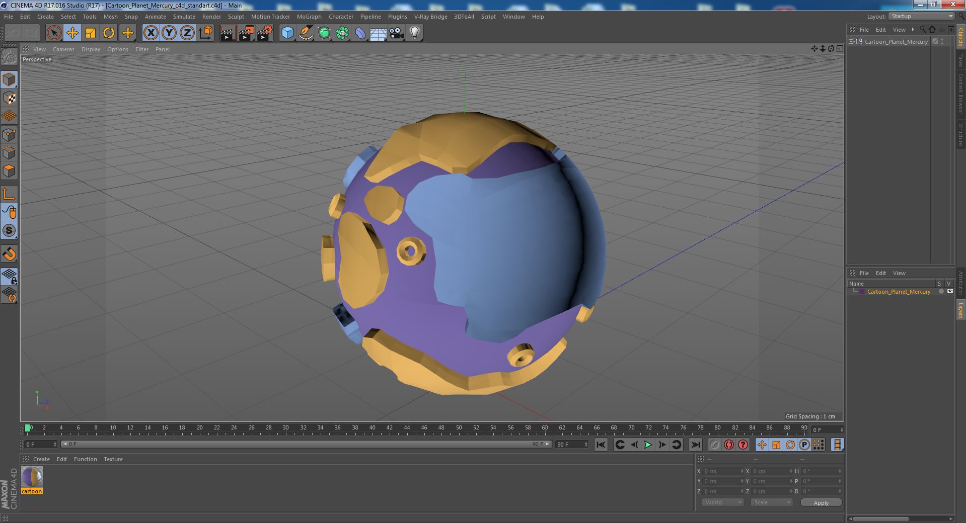 Cartoon Planet Mercury 3D