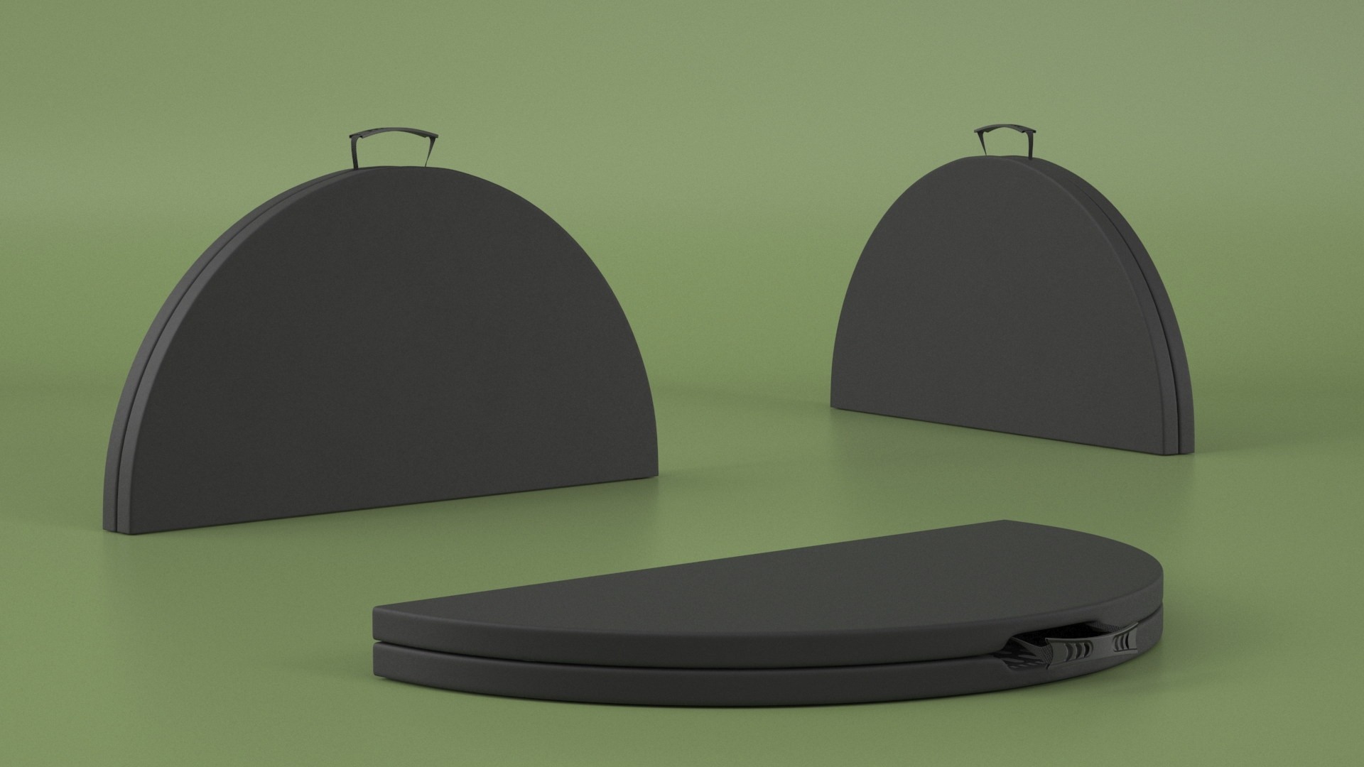 Round Folding Table Black Folded 3D