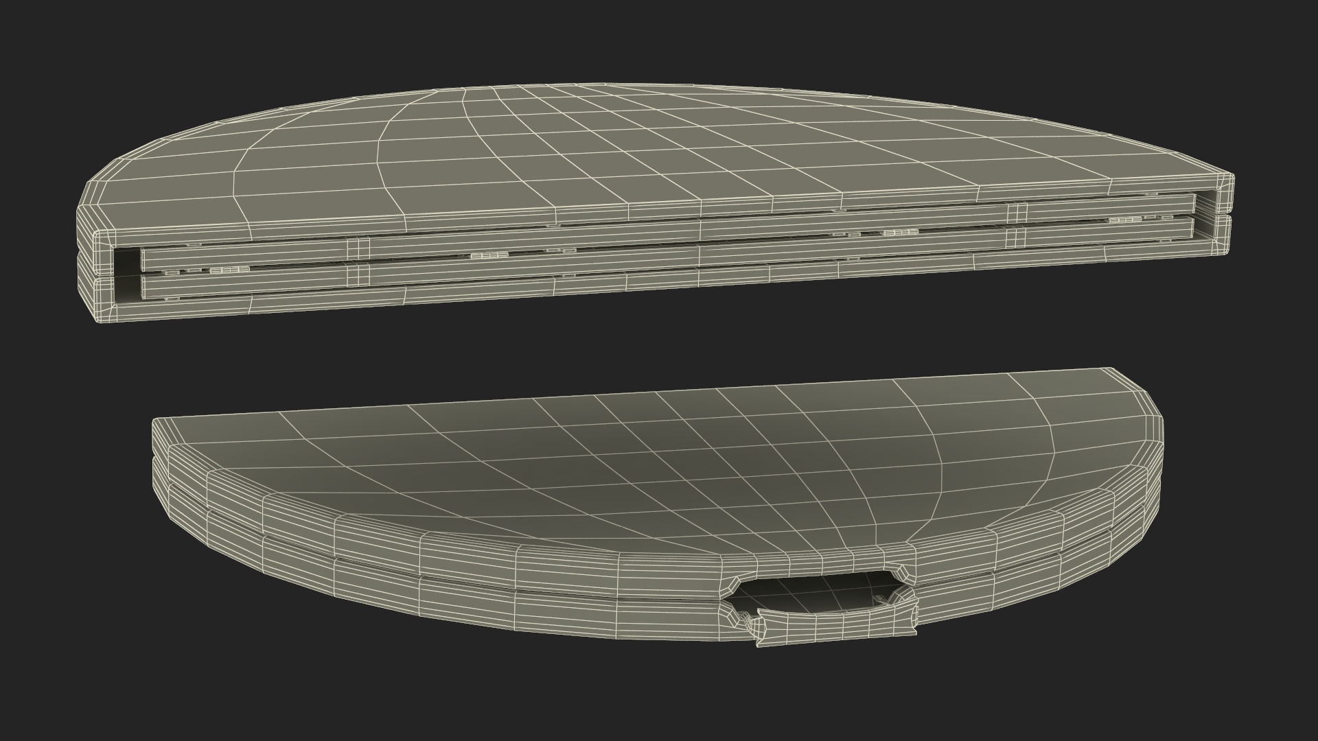Round Folding Table Black Folded 3D