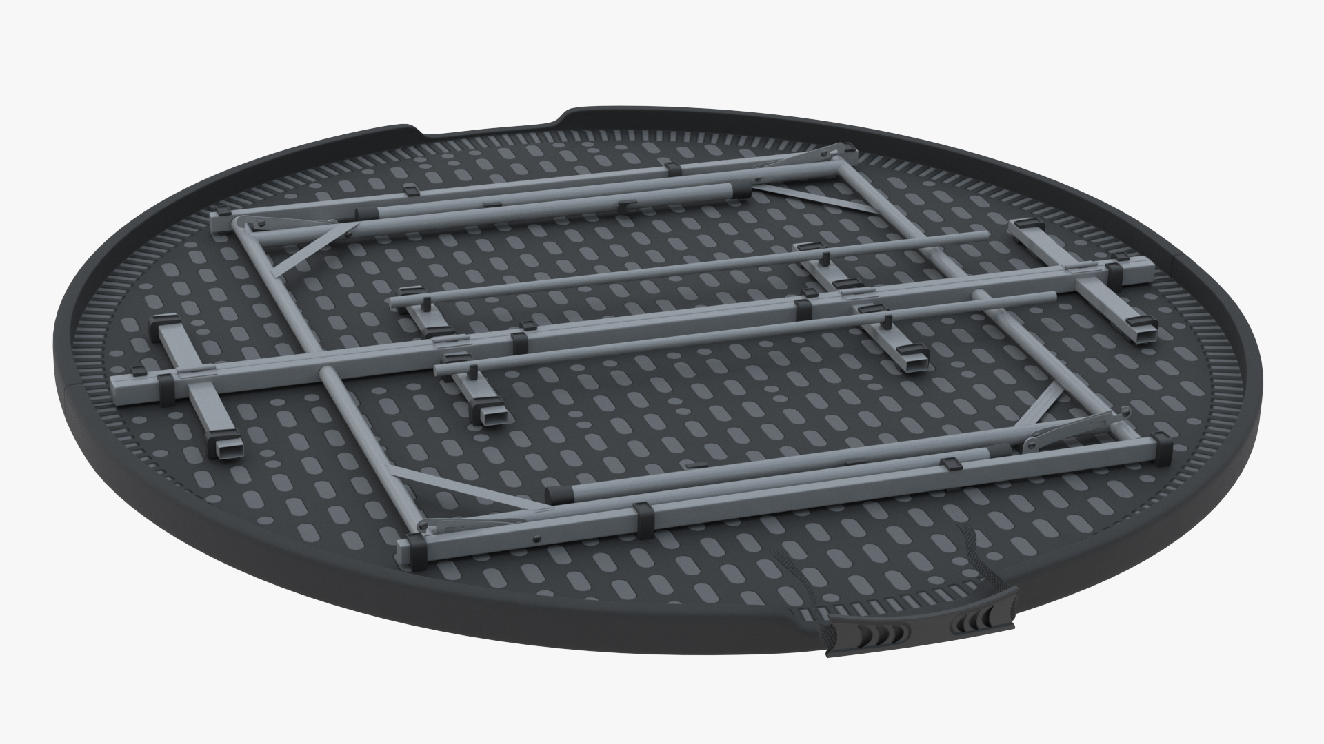 Round Folding Table Black Folded 3D