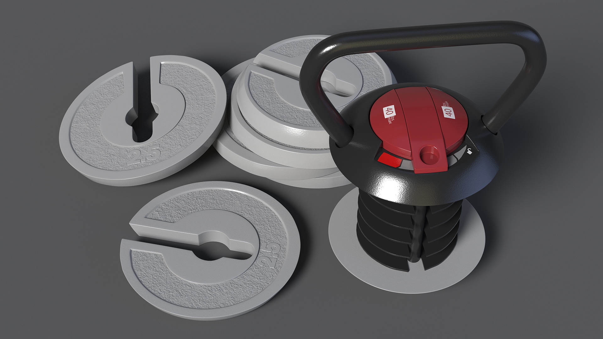 3D Kettlebell with Disks Gray