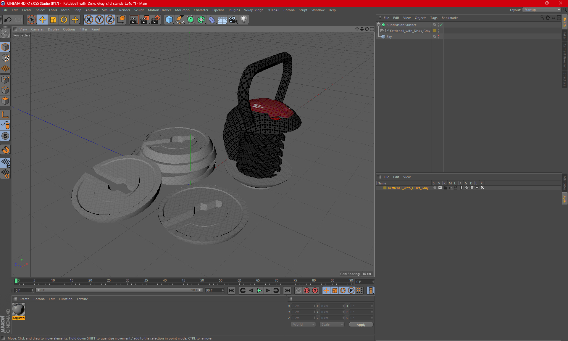 3D Kettlebell with Disks Gray