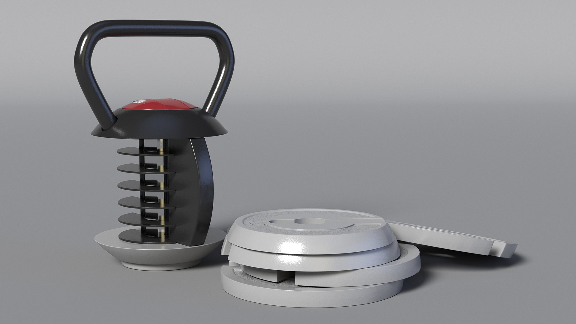 3D Kettlebell with Disks Gray