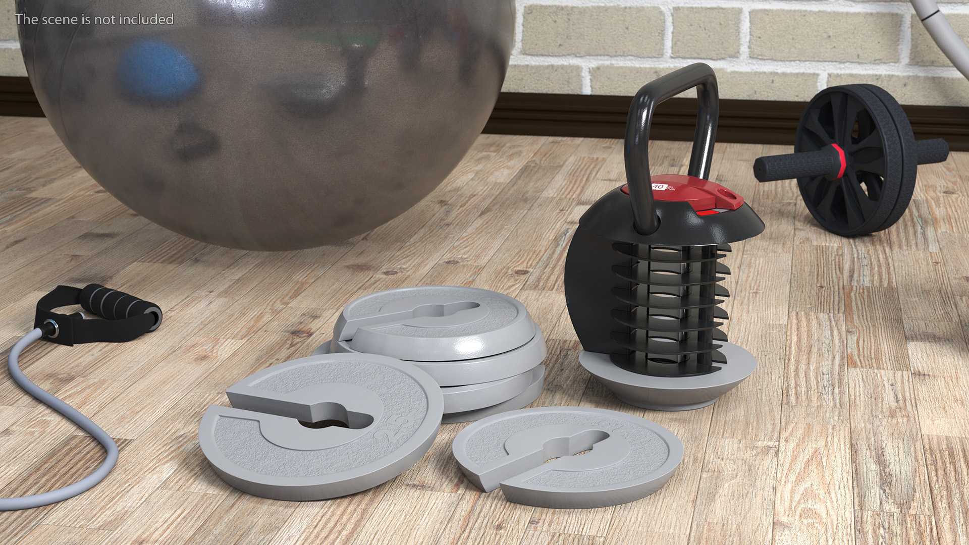 3D Kettlebell with Disks Gray