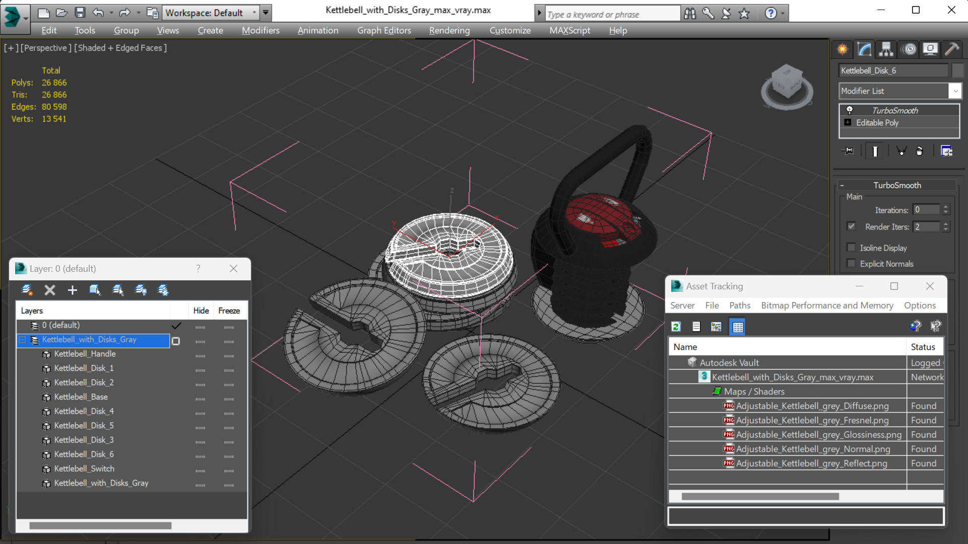 3D Kettlebell with Disks Gray