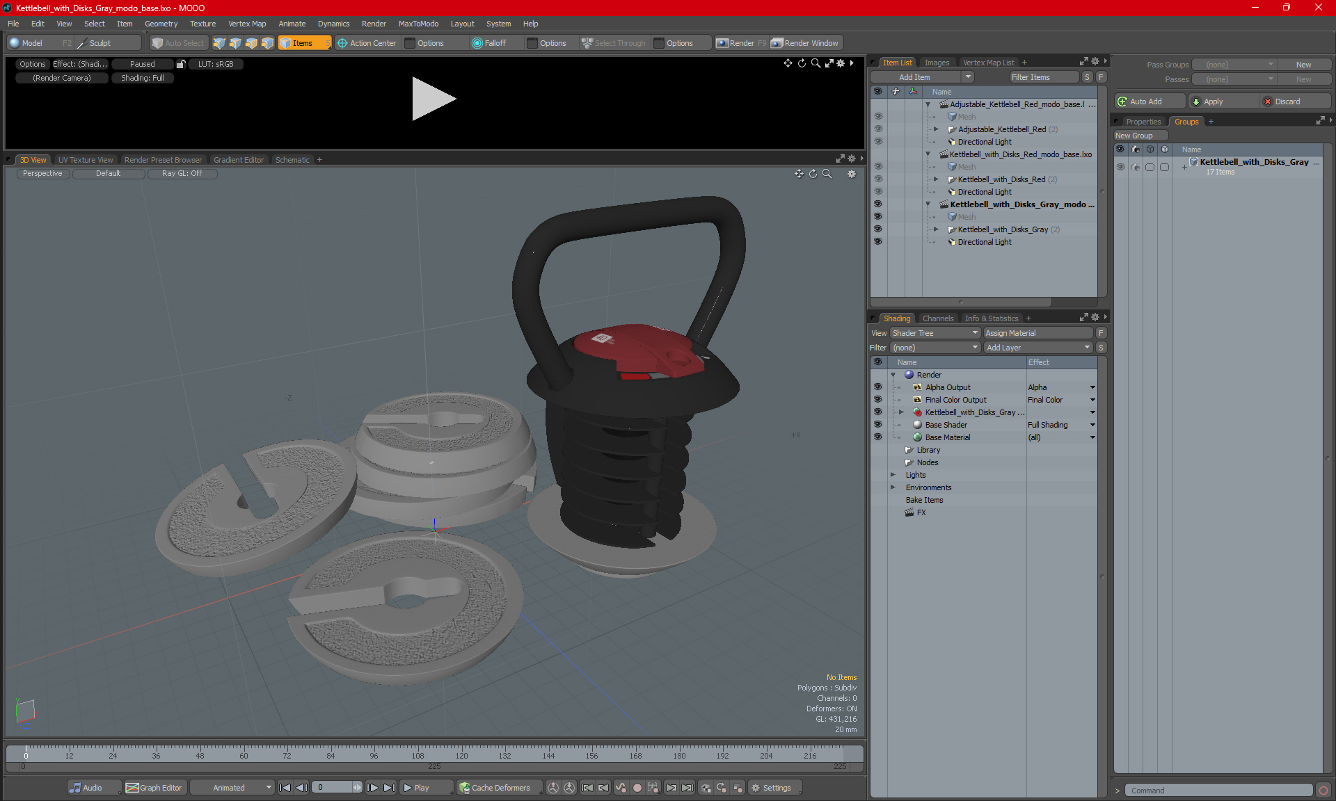 3D Kettlebell with Disks Gray