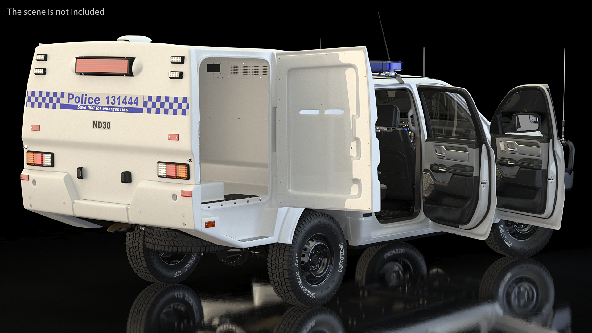 3D model Police Paddy Wagon Dodge RAM 1500 Rigged