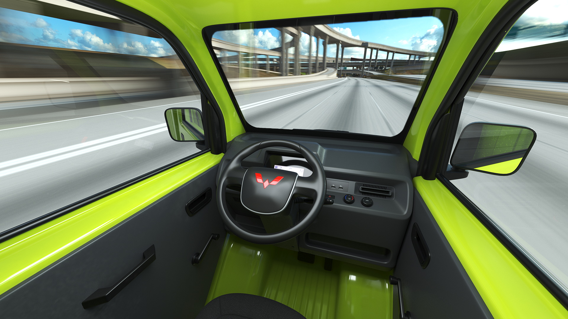 Wuling E10 Mini Truck Green Color Rigged for Cinema 4D 3D model