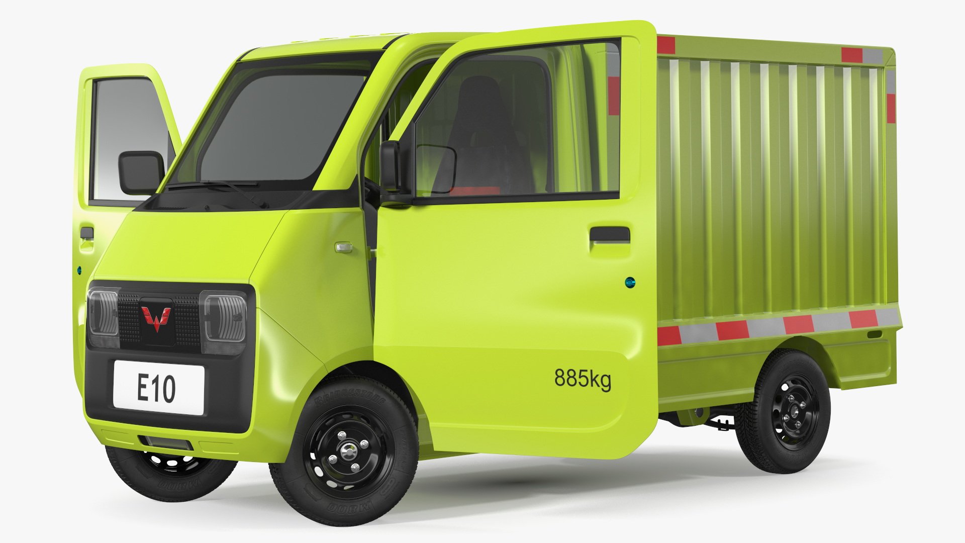 Wuling E10 Mini Truck Green Color Rigged for Cinema 4D 3D model
