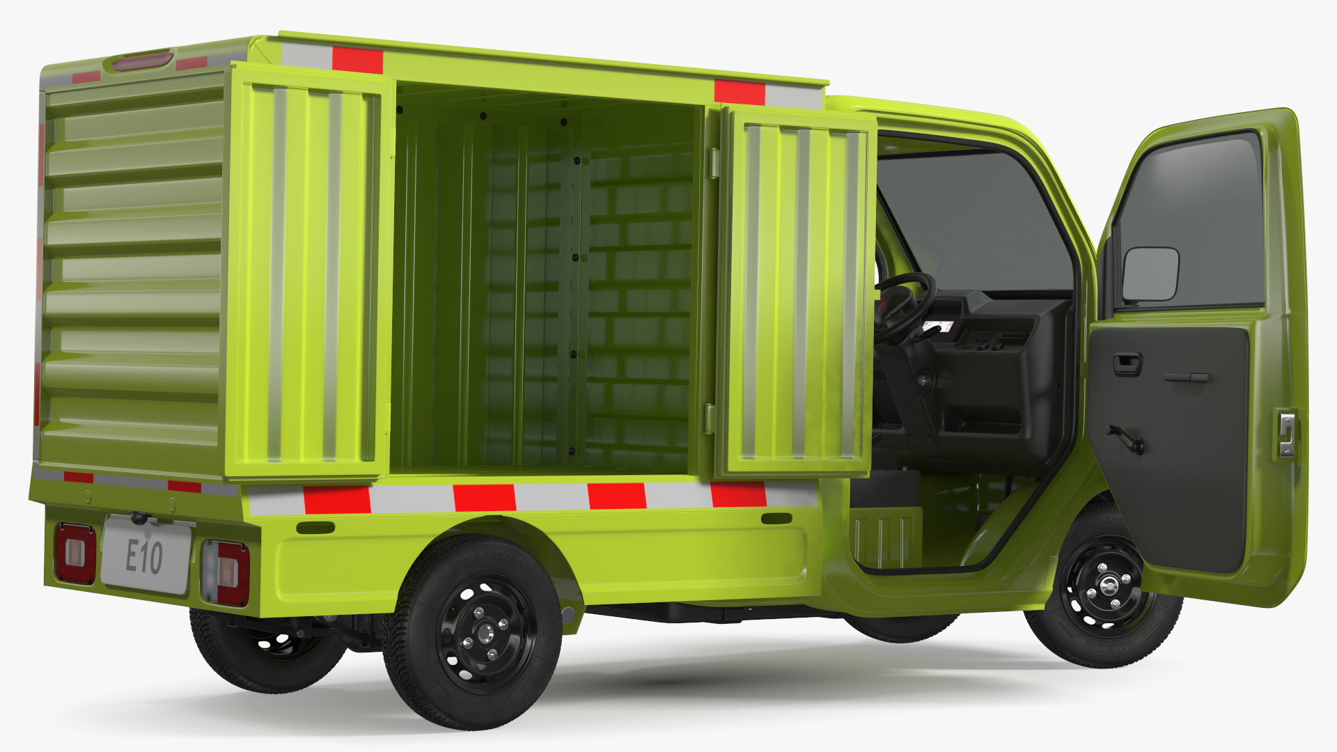 Wuling E10 Mini Truck Green Color Rigged for Cinema 4D 3D model