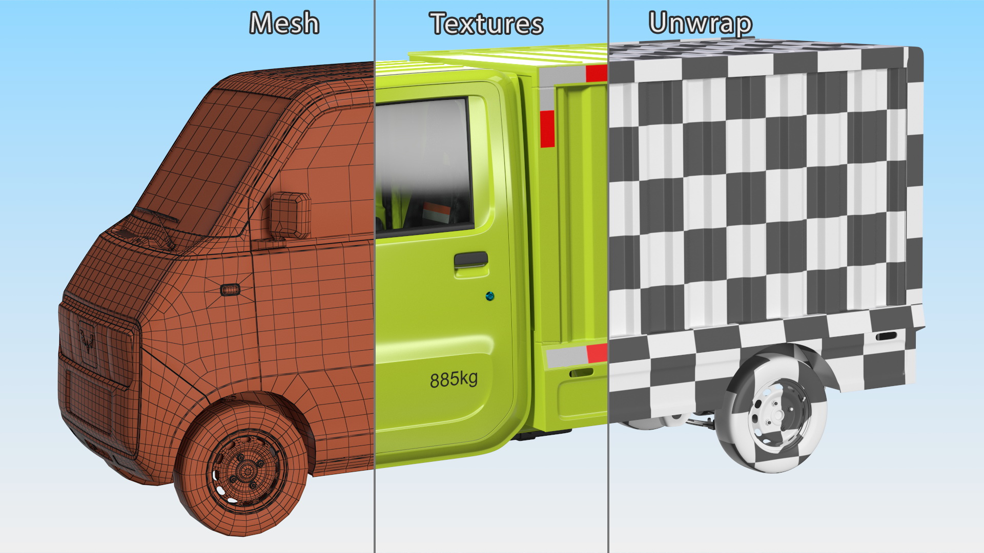 Wuling E10 Mini Truck Green Color Rigged for Cinema 4D 3D model