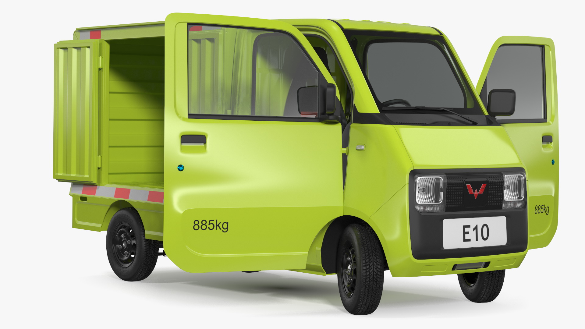 Wuling E10 Mini Truck Green Color Rigged for Cinema 4D 3D model