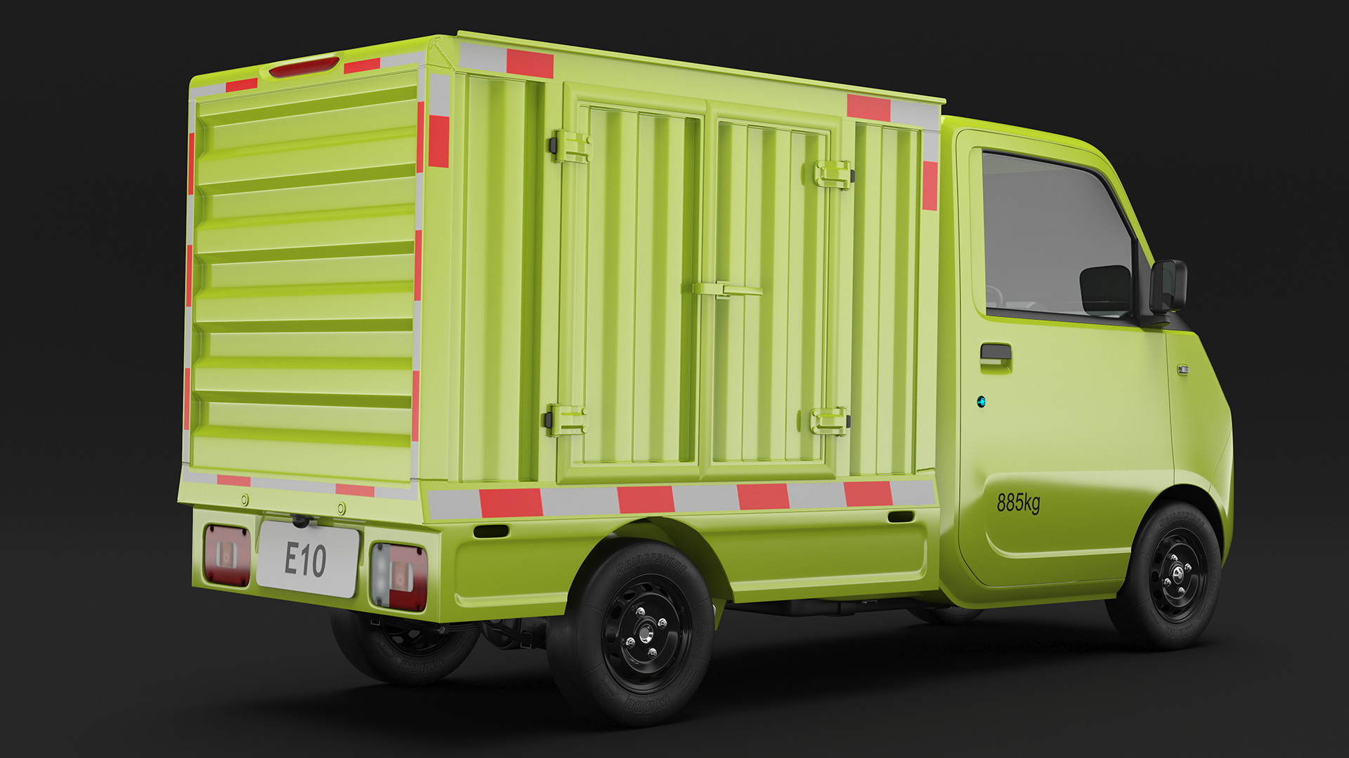Wuling E10 Mini Truck Green Color Rigged for Cinema 4D 3D model