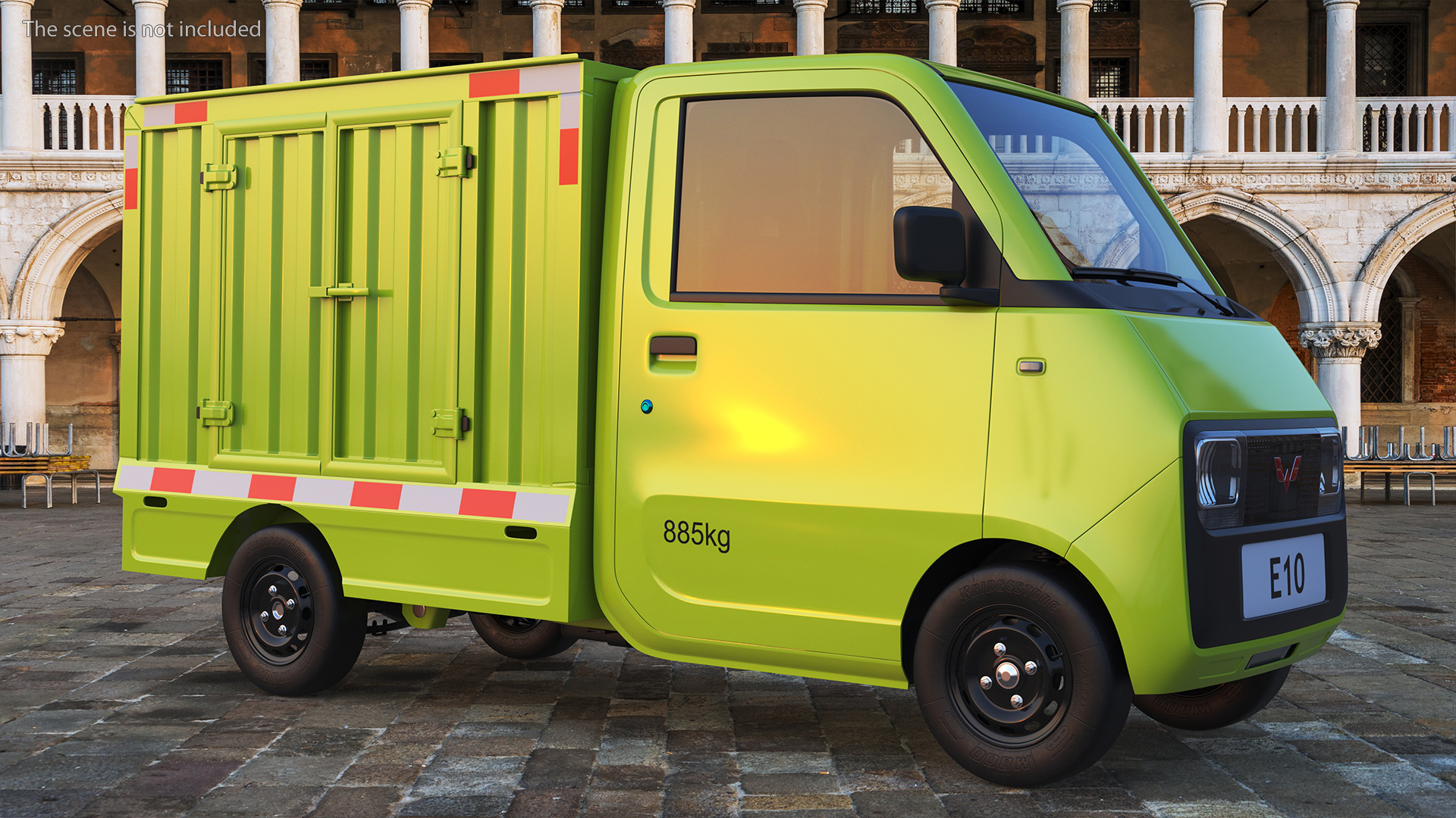 Wuling E10 Mini Truck Green Color Rigged for Cinema 4D 3D model