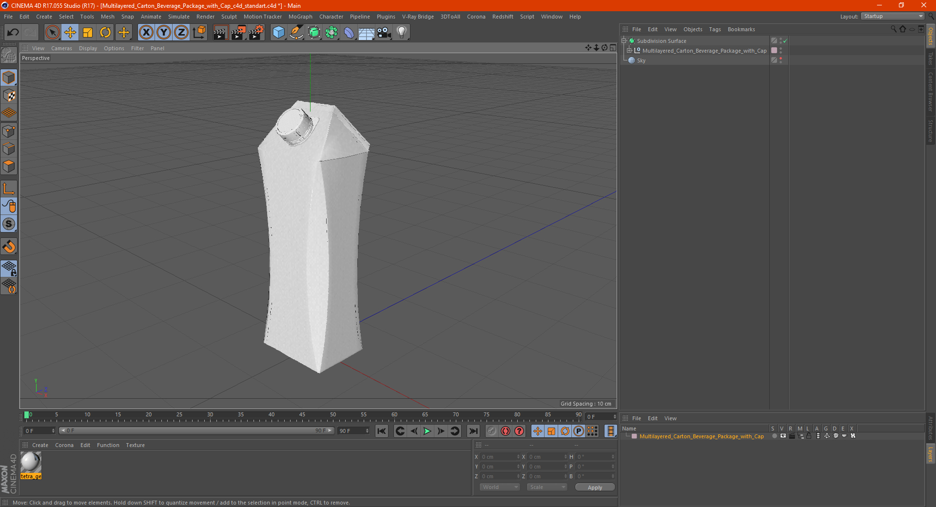 3D model Multilayered Carton Beverage Package with Cap
