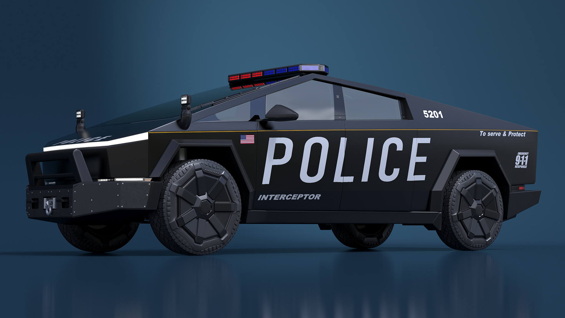 Tesla Cybertruck Police Car 3D