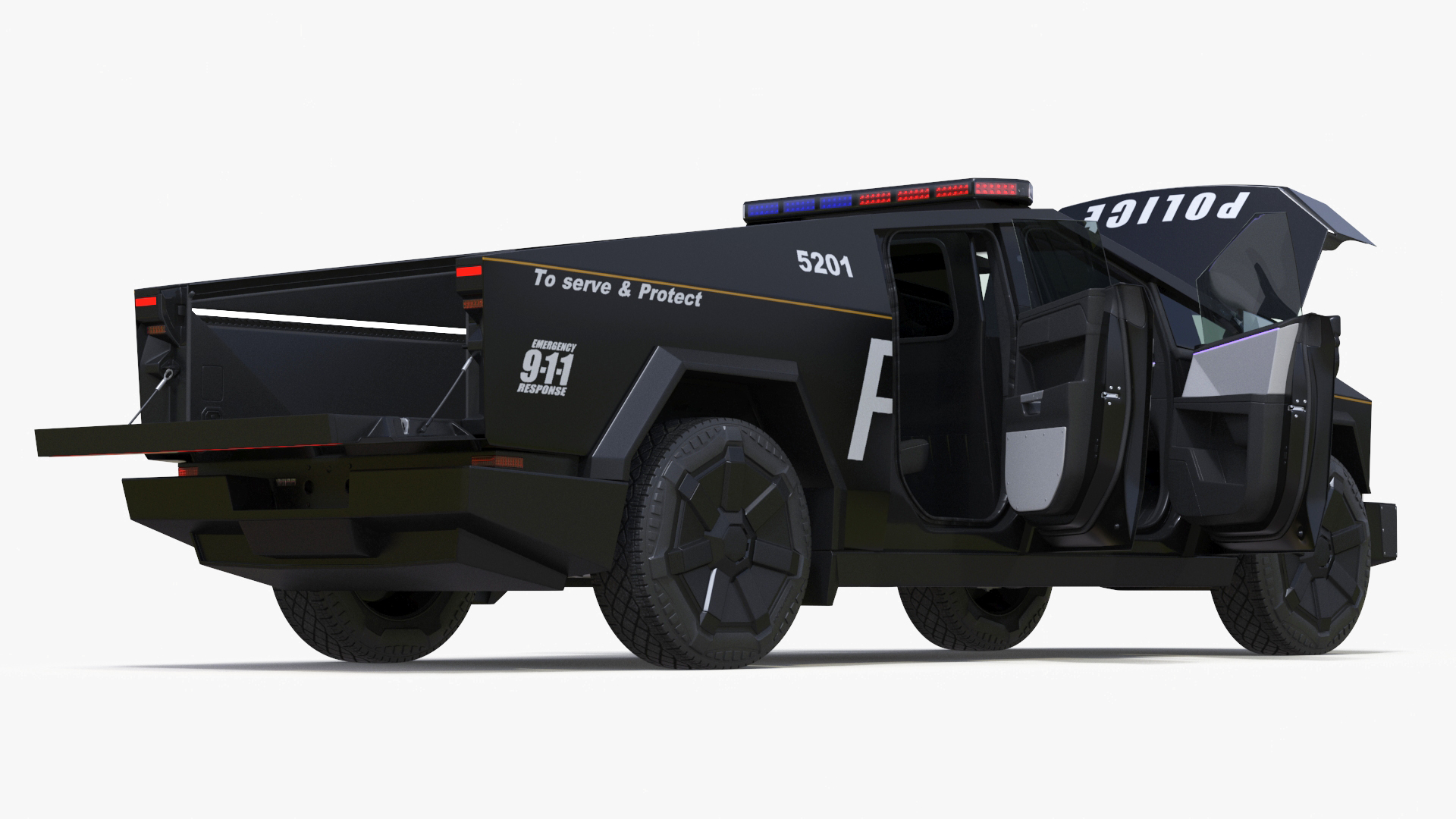 Tesla Cybertruck Police Car 3D