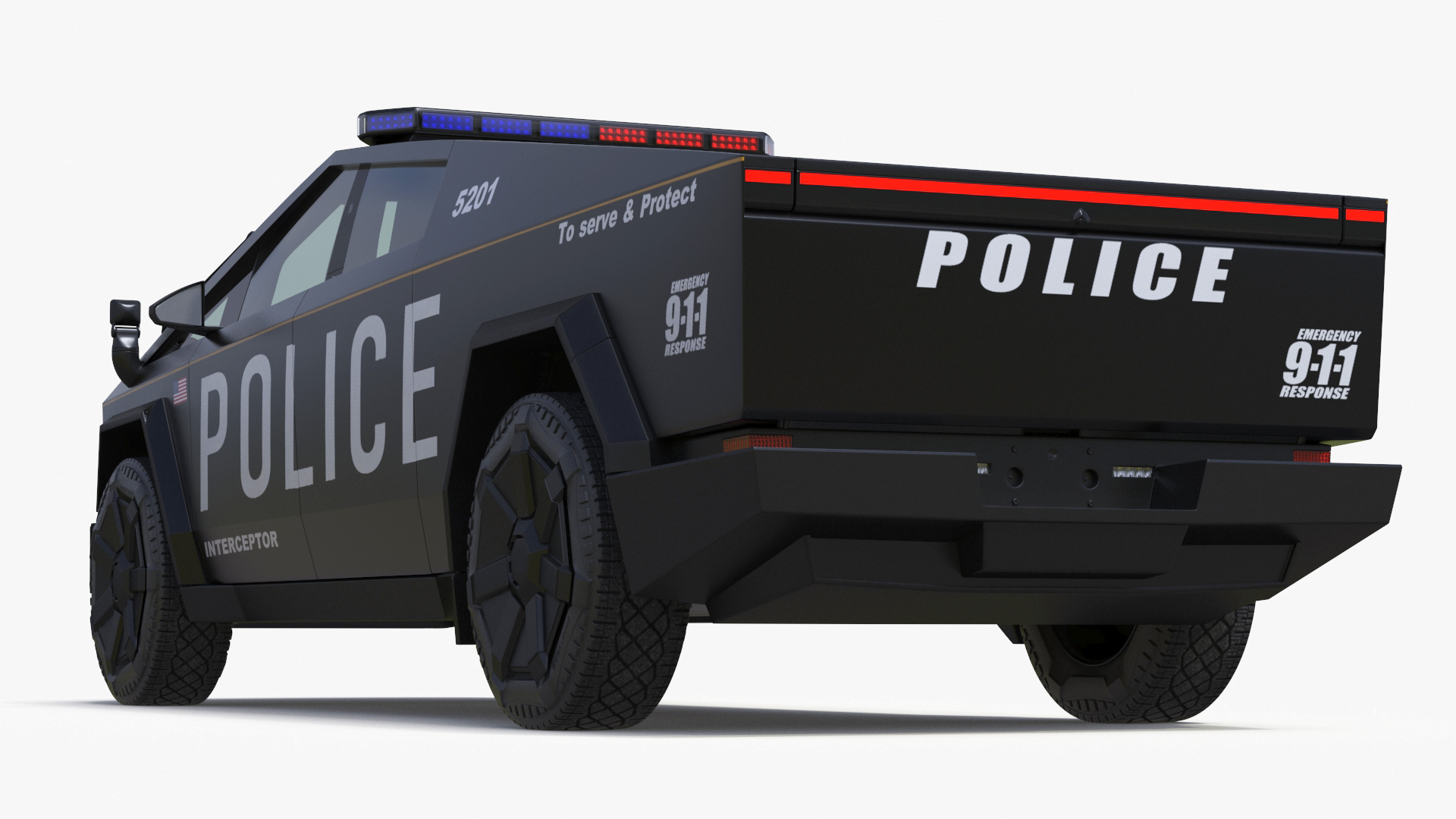 Tesla Cybertruck Police Car 3D