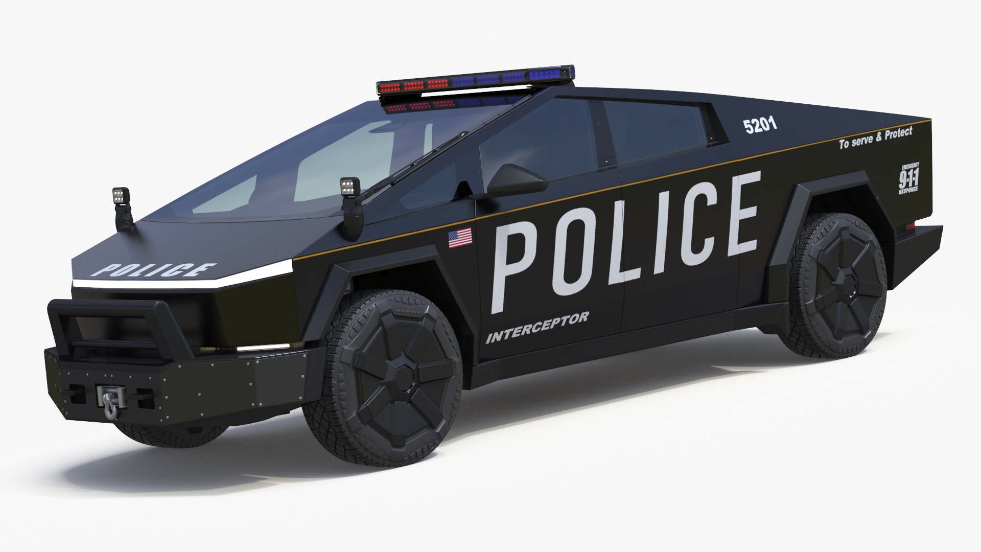 Tesla Cybertruck Police Car 3D