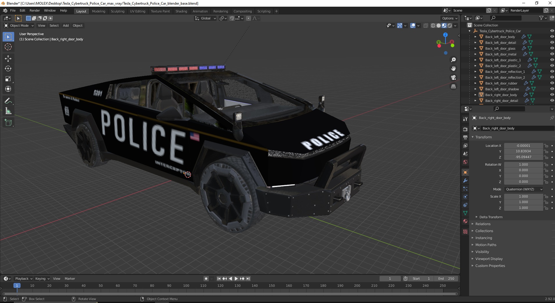 Tesla Cybertruck Police Car 3D
