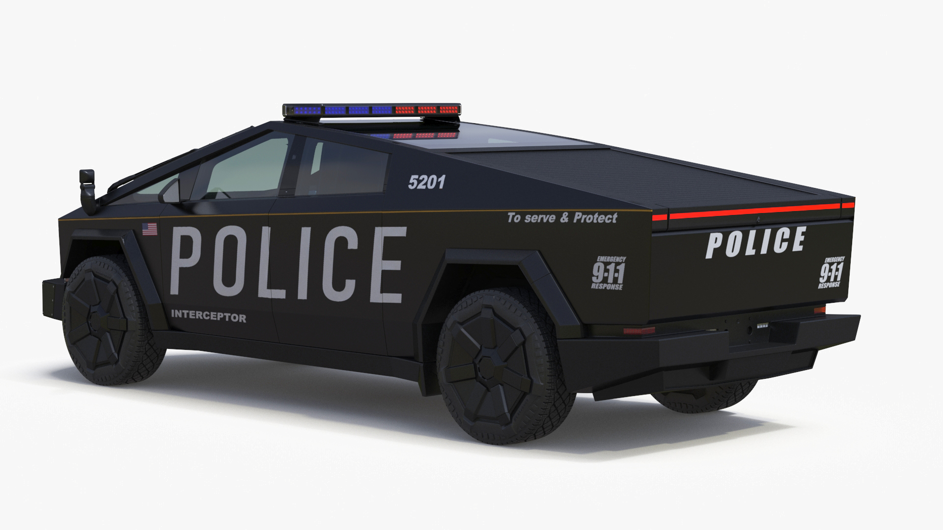 Tesla Cybertruck Police Car 3D