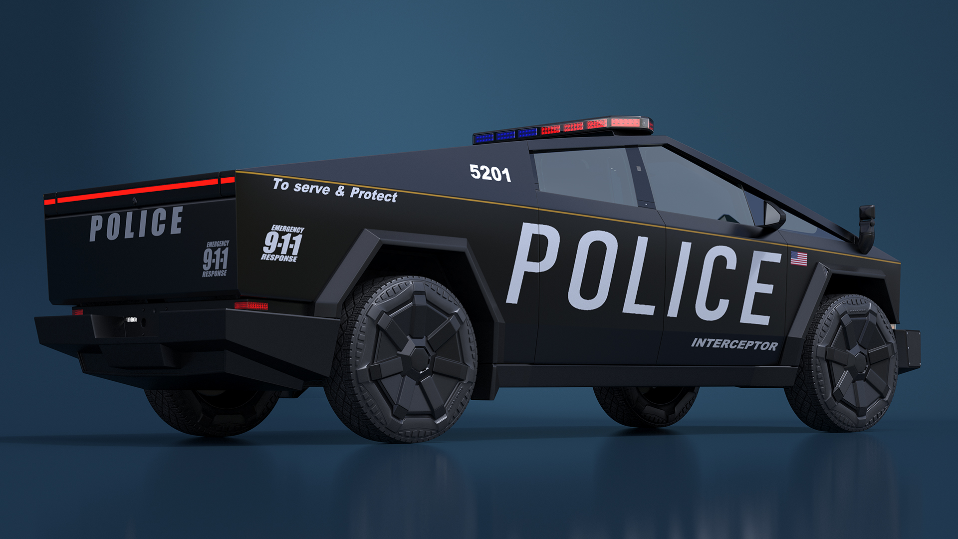 Tesla Cybertruck Police Car 3D