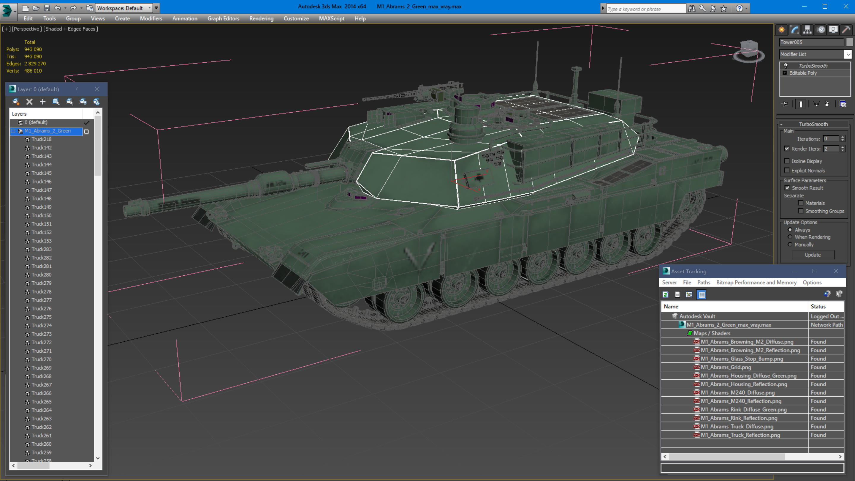 M1 Abrams 2 Green 3D