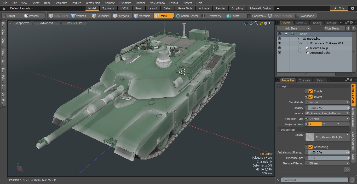 M1 Abrams 2 Green 3D