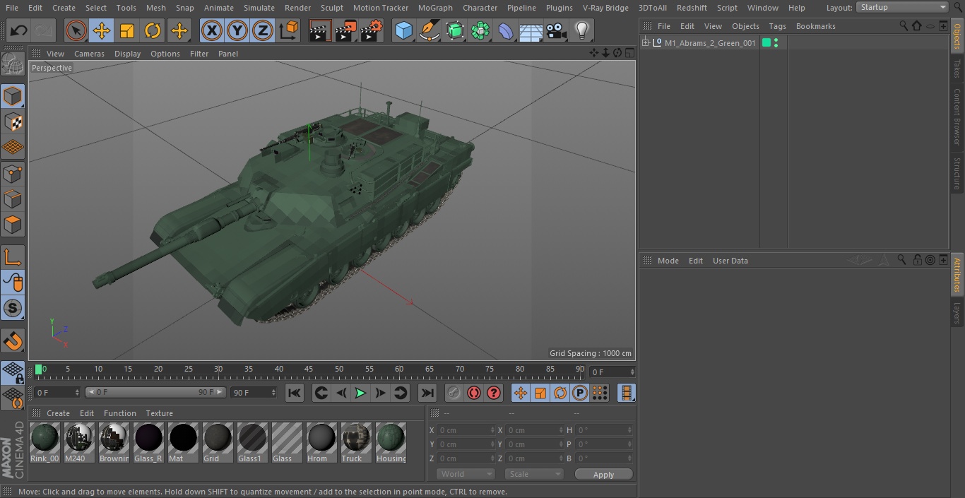 M1 Abrams 2 Green 3D