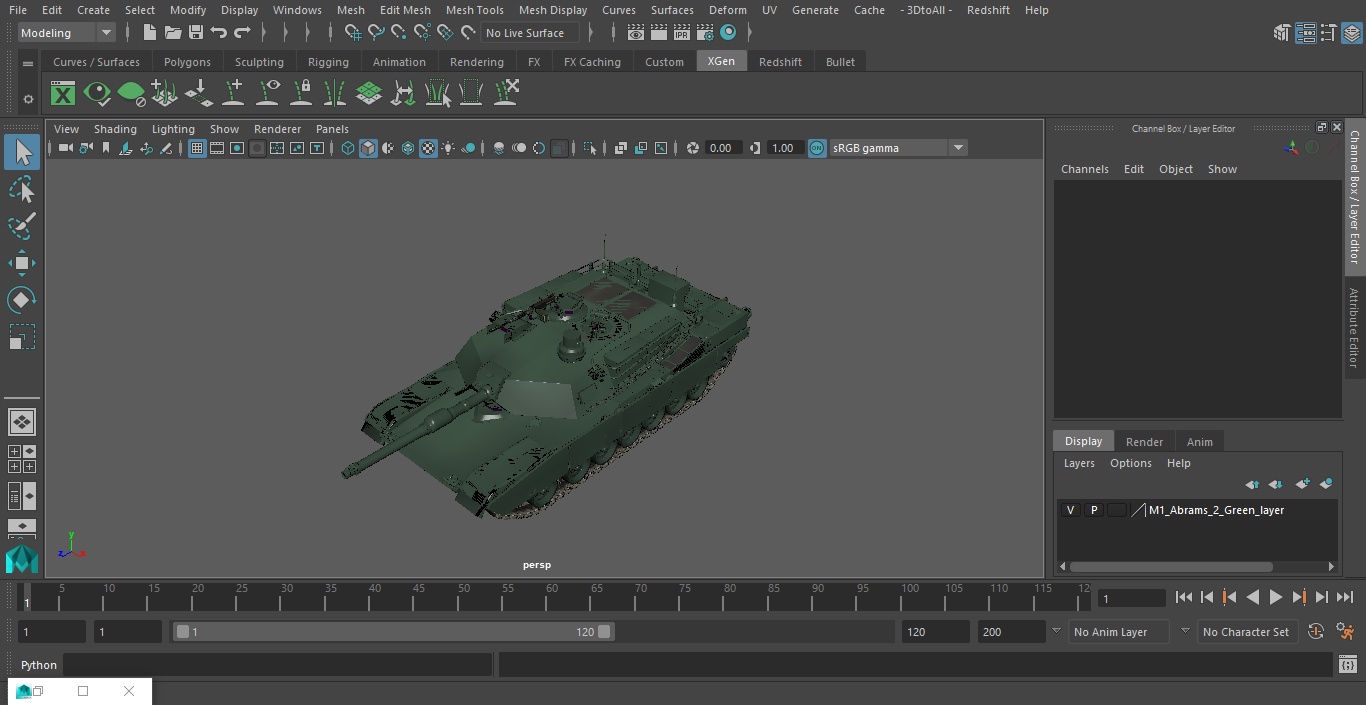 M1 Abrams 2 Green 3D