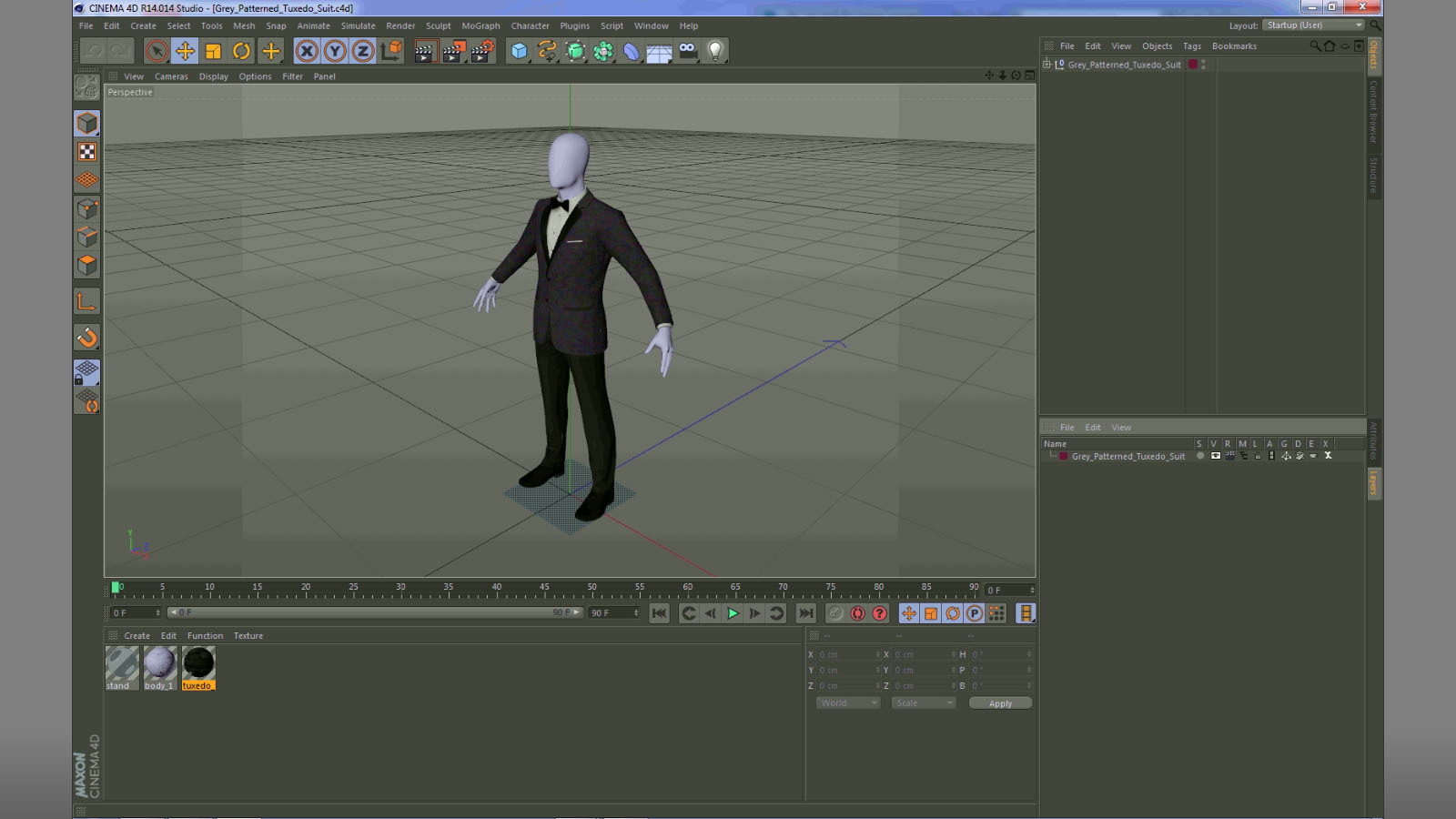 3D Grey Patterned Tuxedo Suit