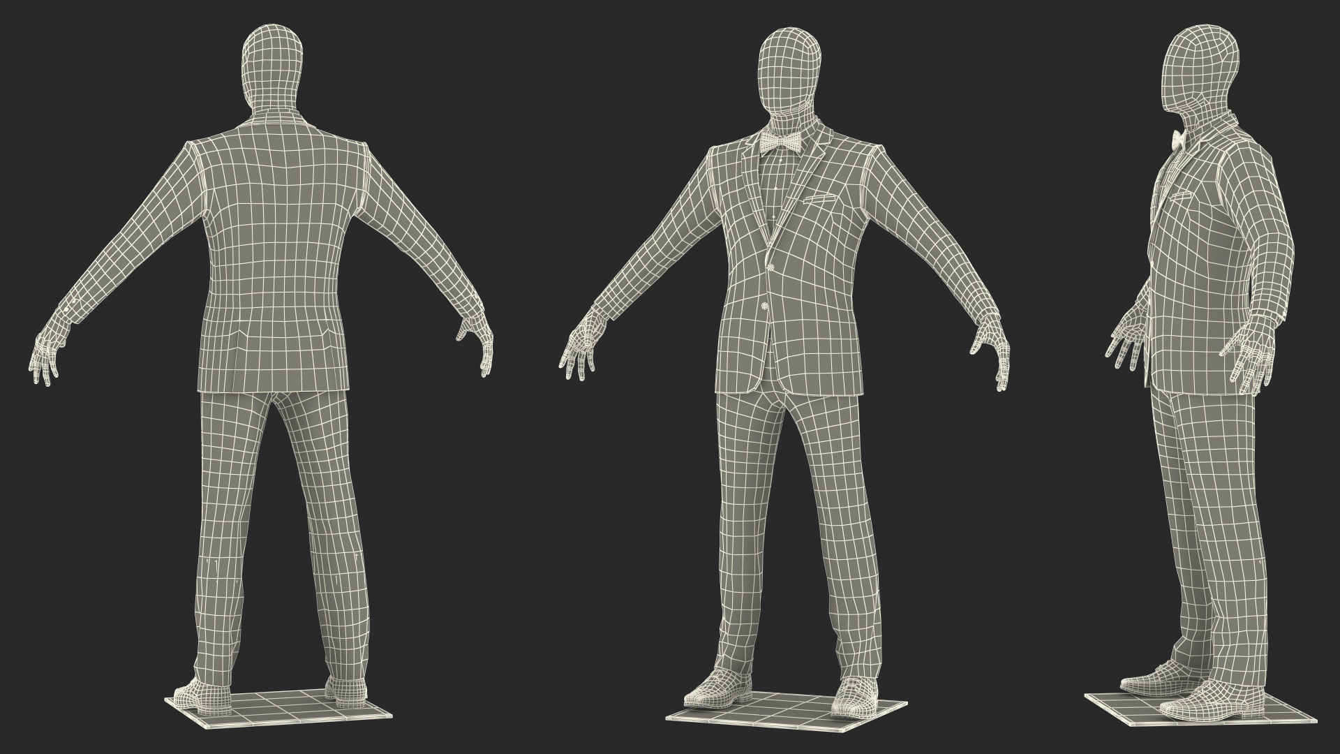 3D Grey Patterned Tuxedo Suit