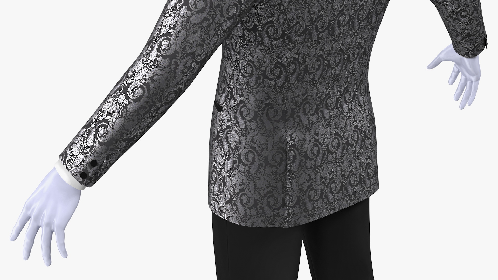 3D Grey Patterned Tuxedo Suit