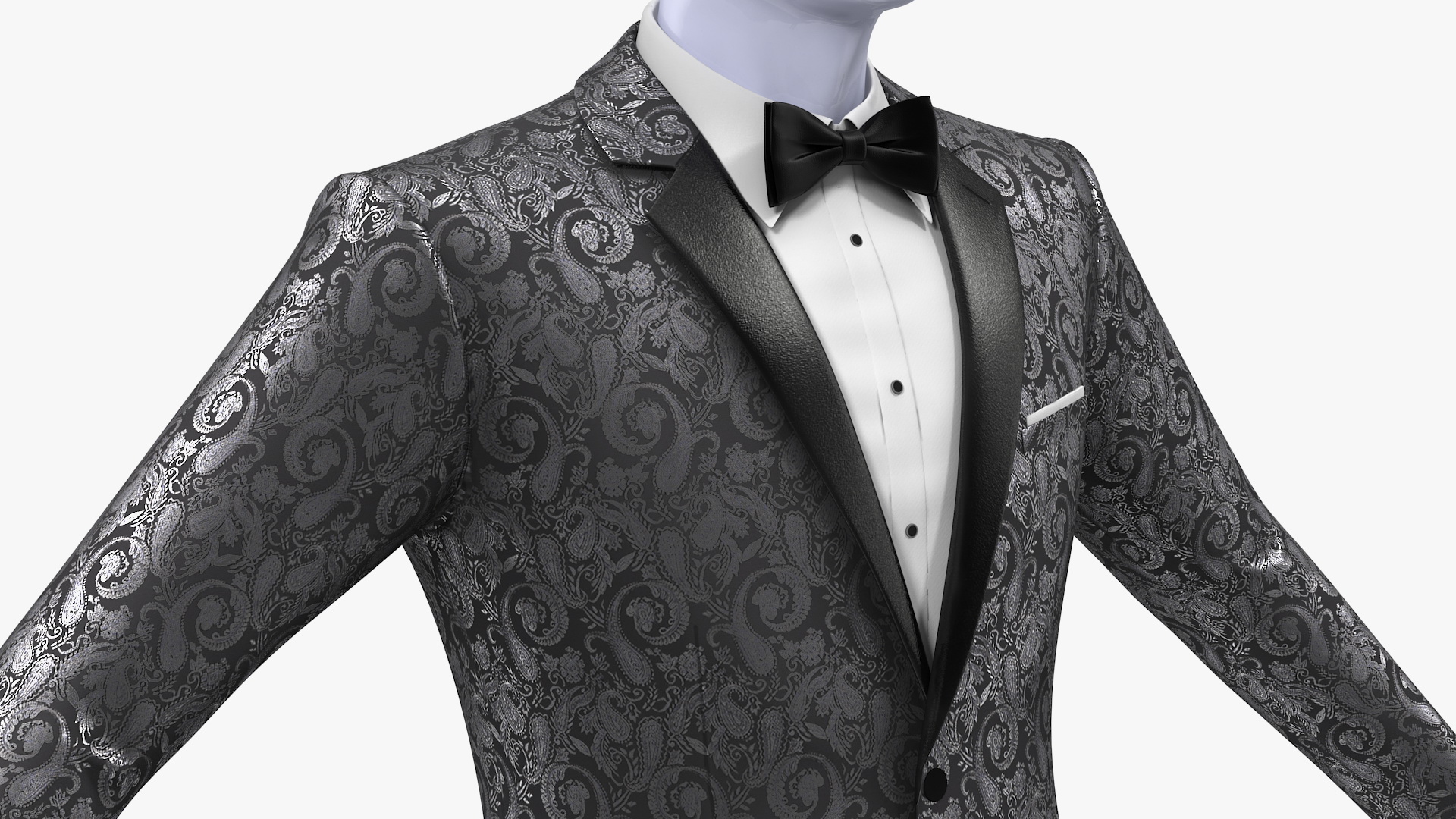 3D Grey Patterned Tuxedo Suit