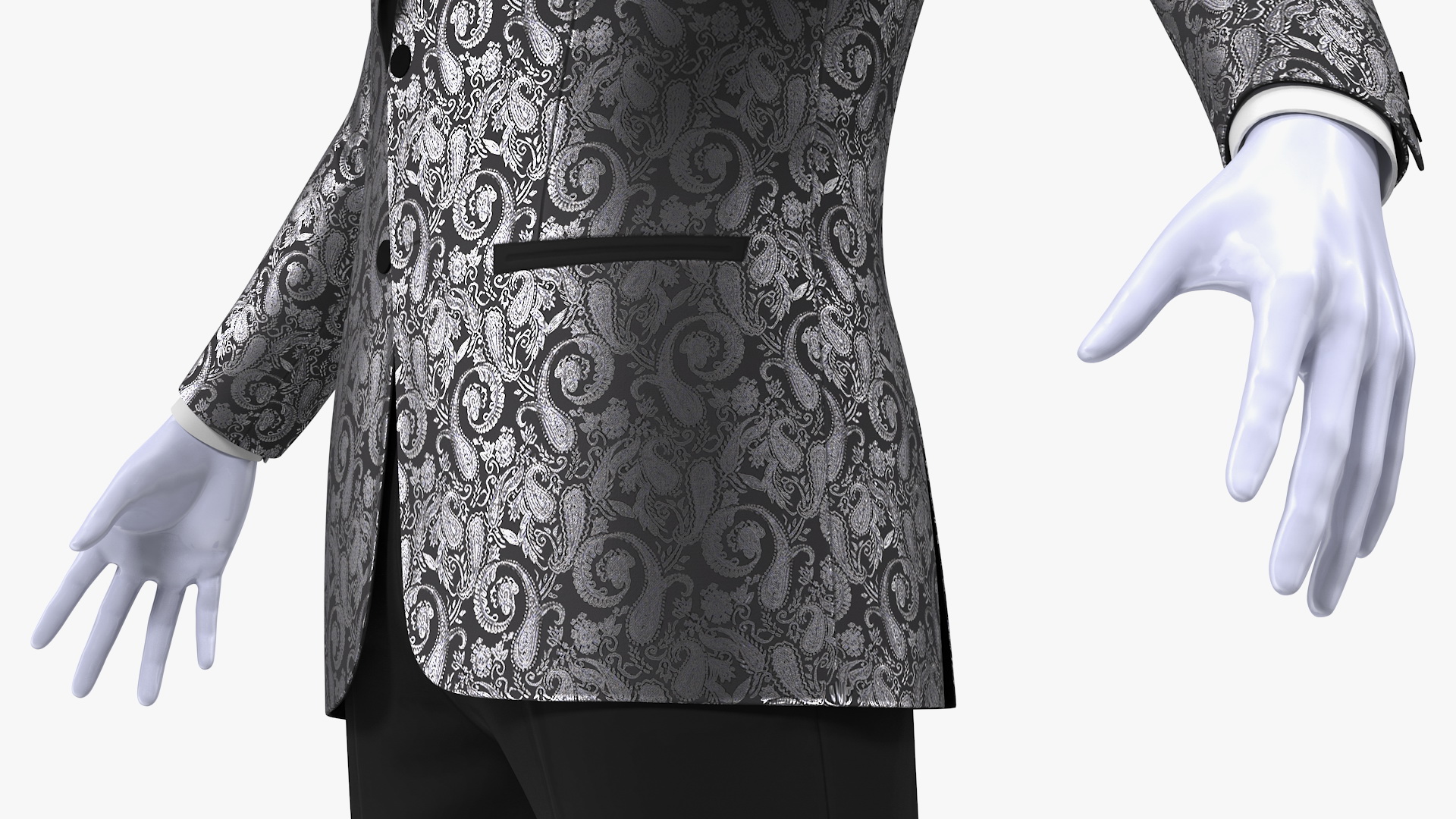 3D Grey Patterned Tuxedo Suit