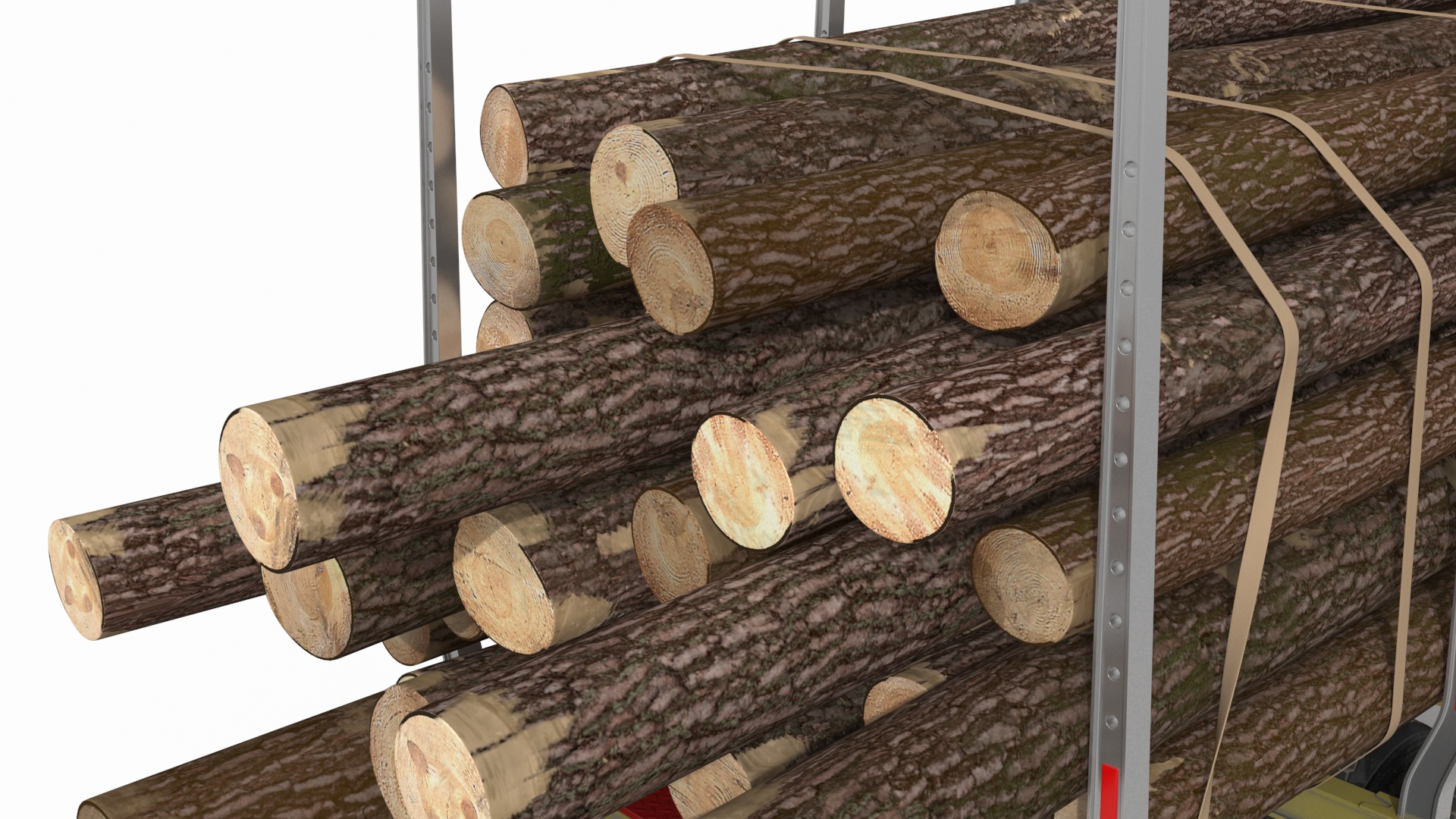 Freight Truck with Logging Trailer with Logs 3D model