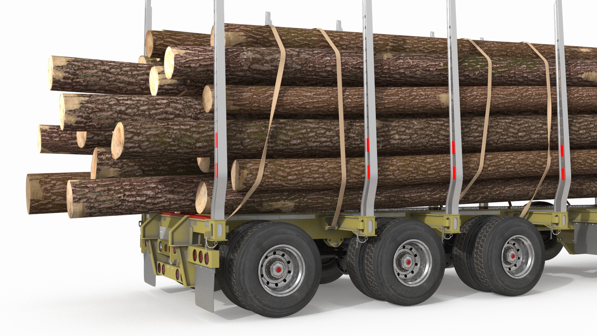 Freight Truck with Logging Trailer with Logs 3D model