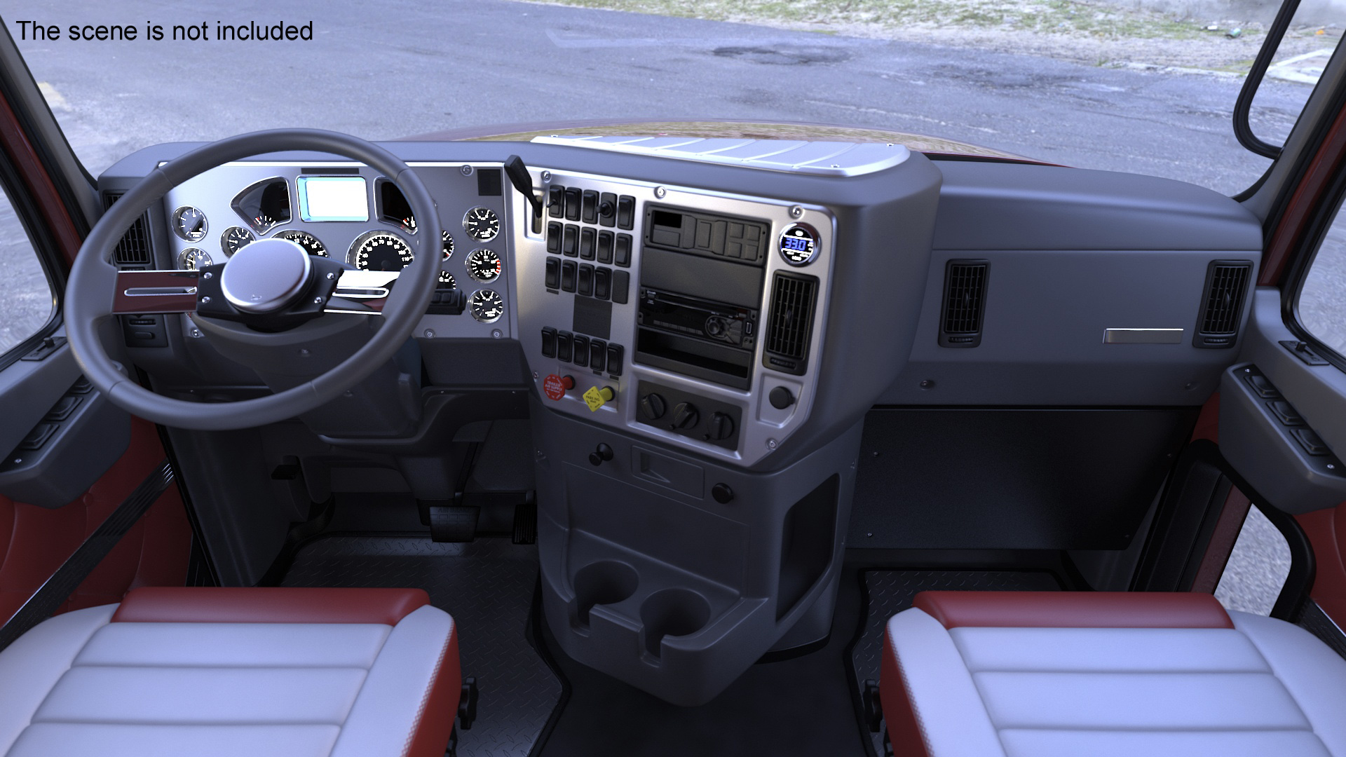 Freight Truck with Logging Trailer with Logs 3D model