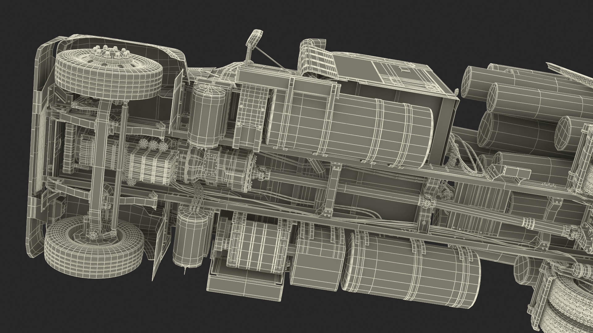 Freight Truck with Logging Trailer with Logs 3D model