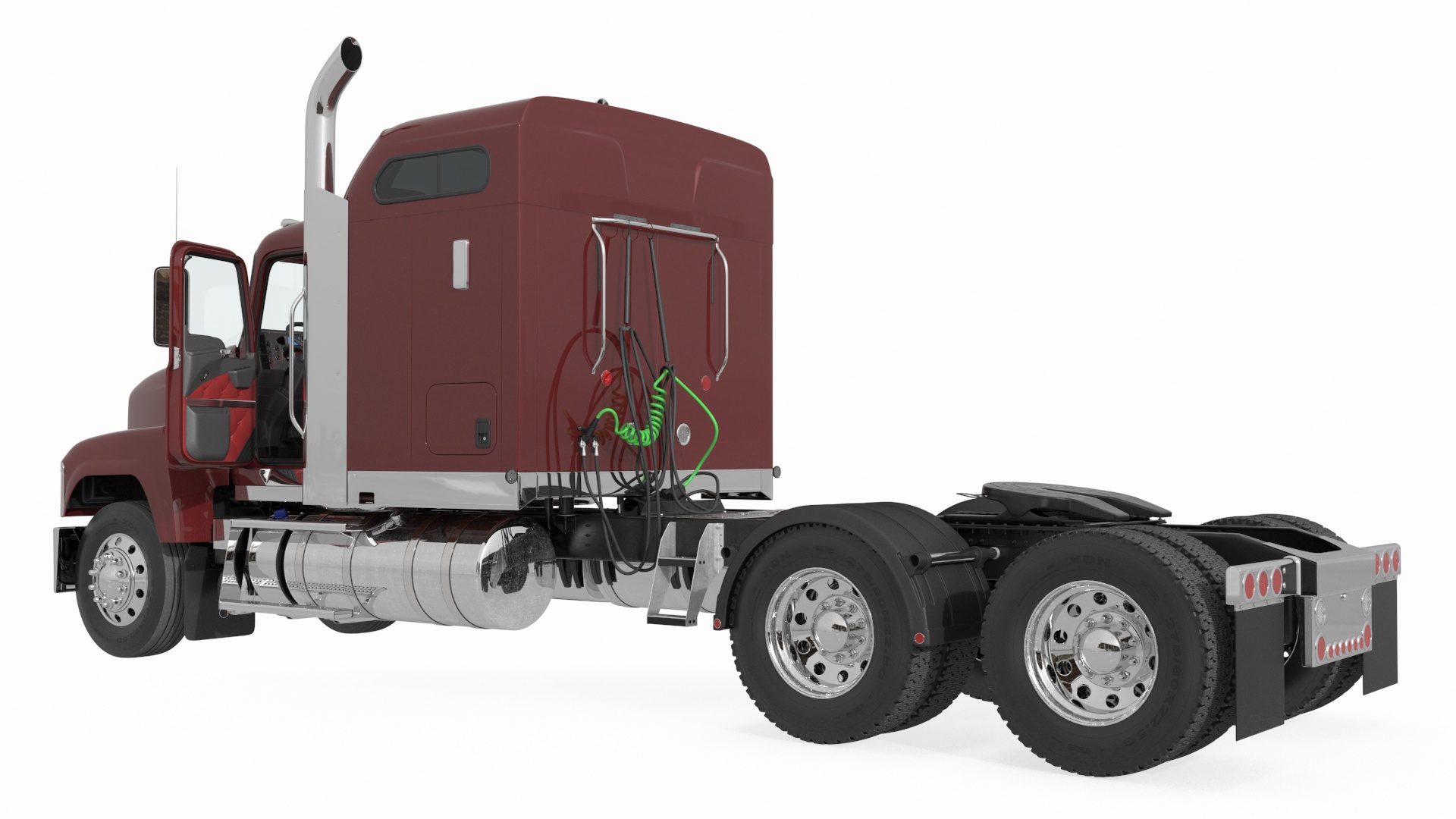 Freight Truck with Logging Trailer with Logs 3D model