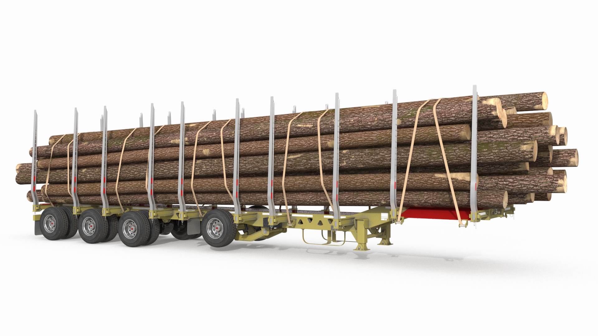 Freight Truck with Logging Trailer with Logs 3D model