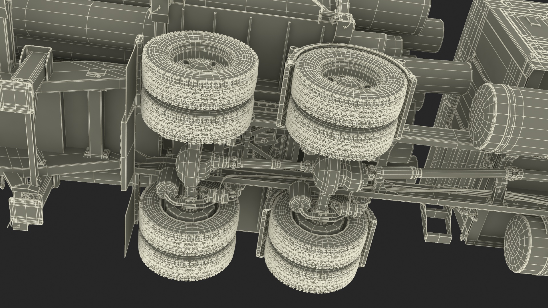 Freight Truck with Logging Trailer with Logs 3D model