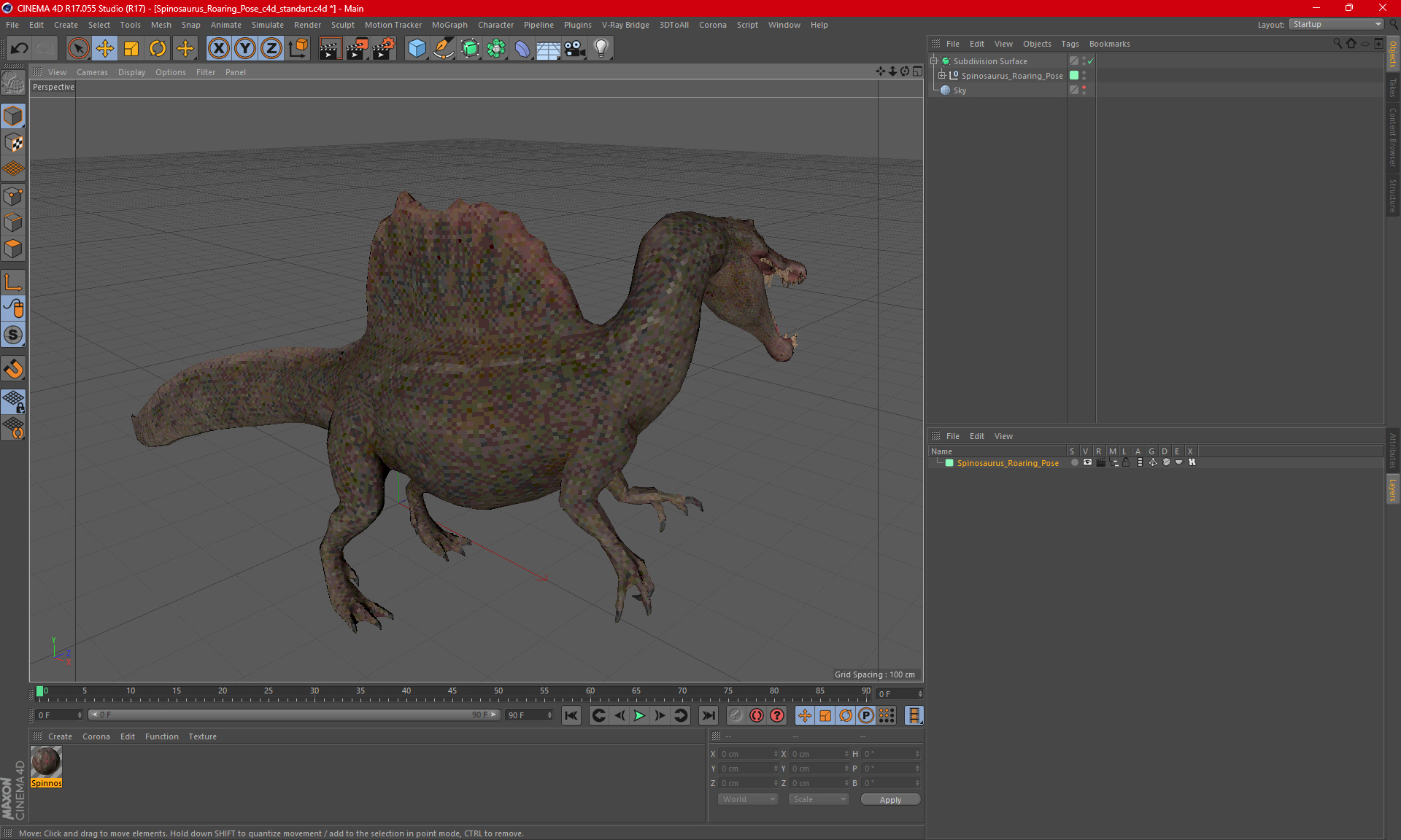 Spinosaurus Roaring Pose 3D model