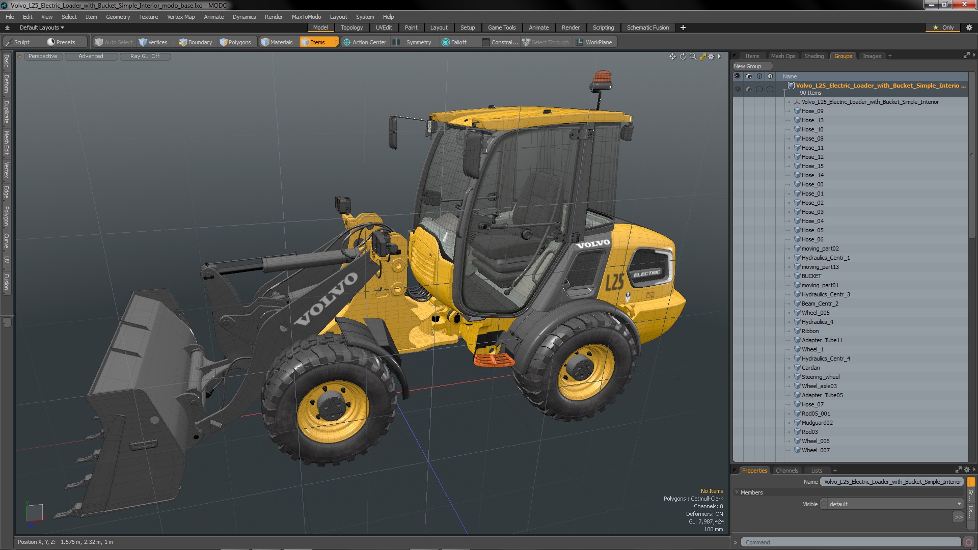 3D Volvo L25 Electric Loader with Bucket Simple Interior model