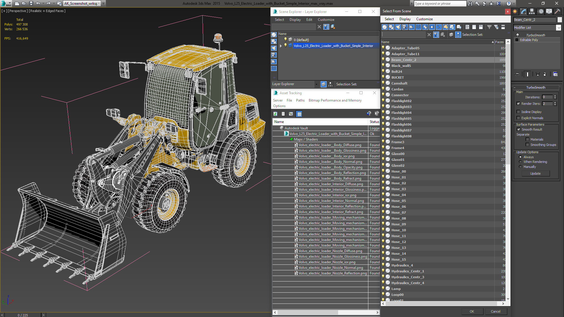 3D Volvo L25 Electric Loader with Bucket Simple Interior model