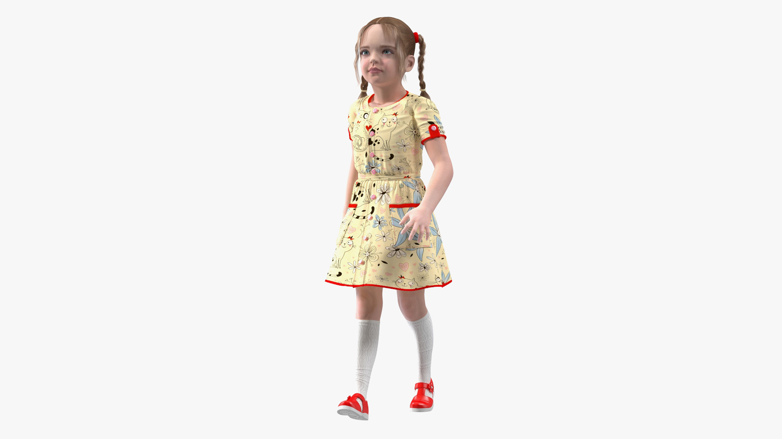 3D Realistic Child Girl Everyday Style Rigged for Maya